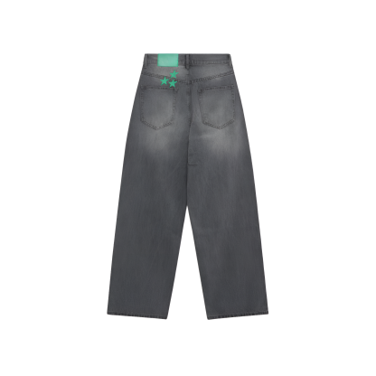 Wide Design Stylish Denim With Star Patch Detail-My Comfy Pant