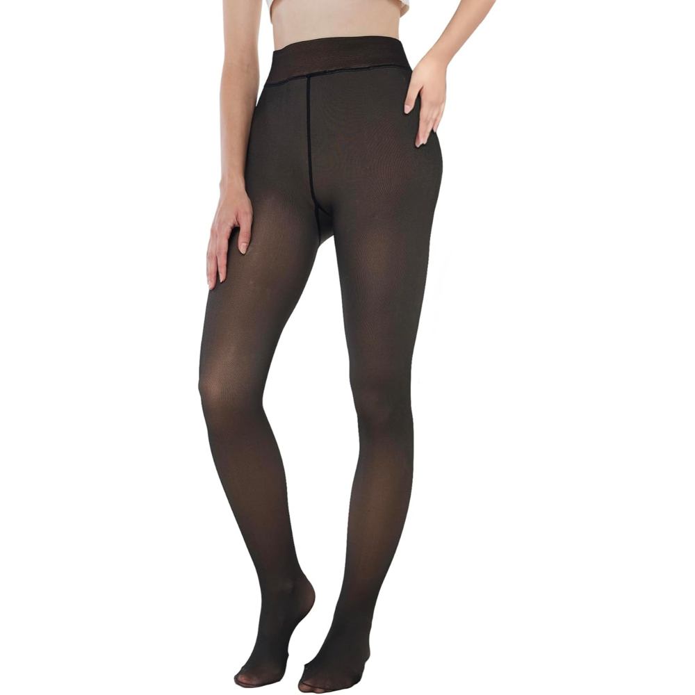 Winter Thick Tights For Women With Fleece Lining And Sheer Look
