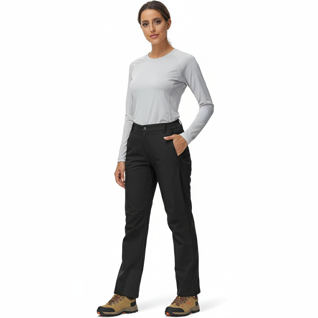 Women Waterproof Fleece Lined Winter Hiking PantsFleece Lined Waterproof Softshell Winter Hiking Pants - Image 3