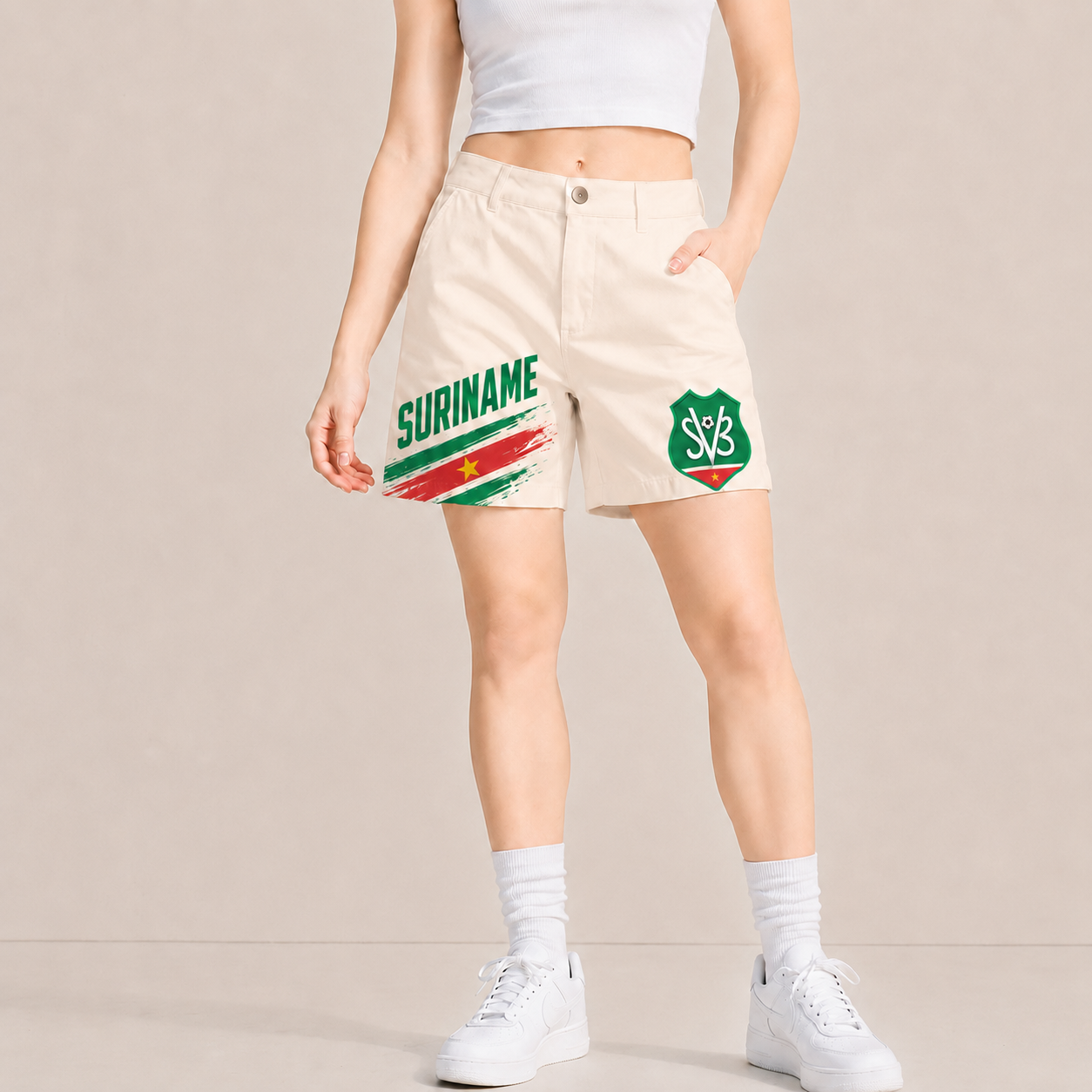 World Cup 2026 Suriname Football Fan Printed Twill Shorts
