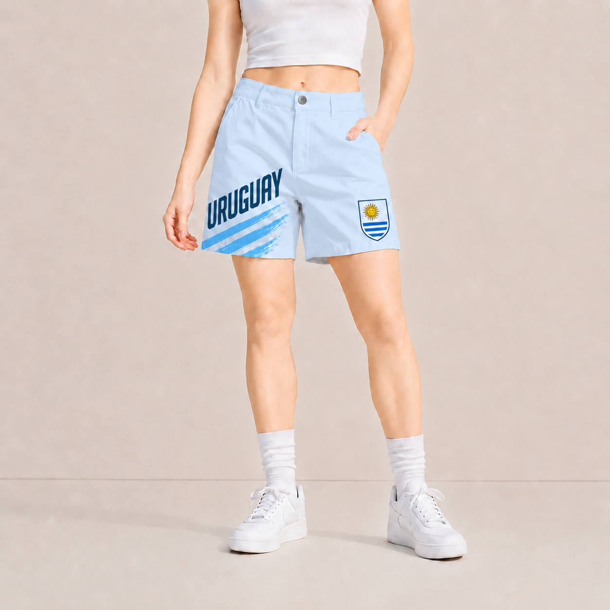 World Cup 2026 Uruguay Football Fan Printed Twill Shorts