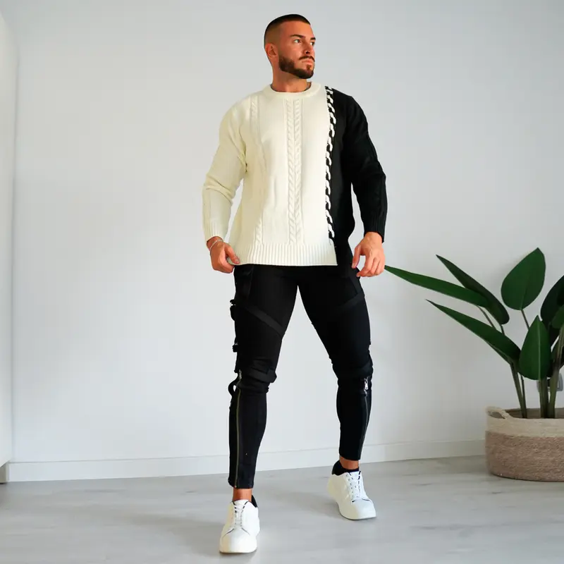  Hip Hop Tapered Slim Fit Zipper Jeans For Men