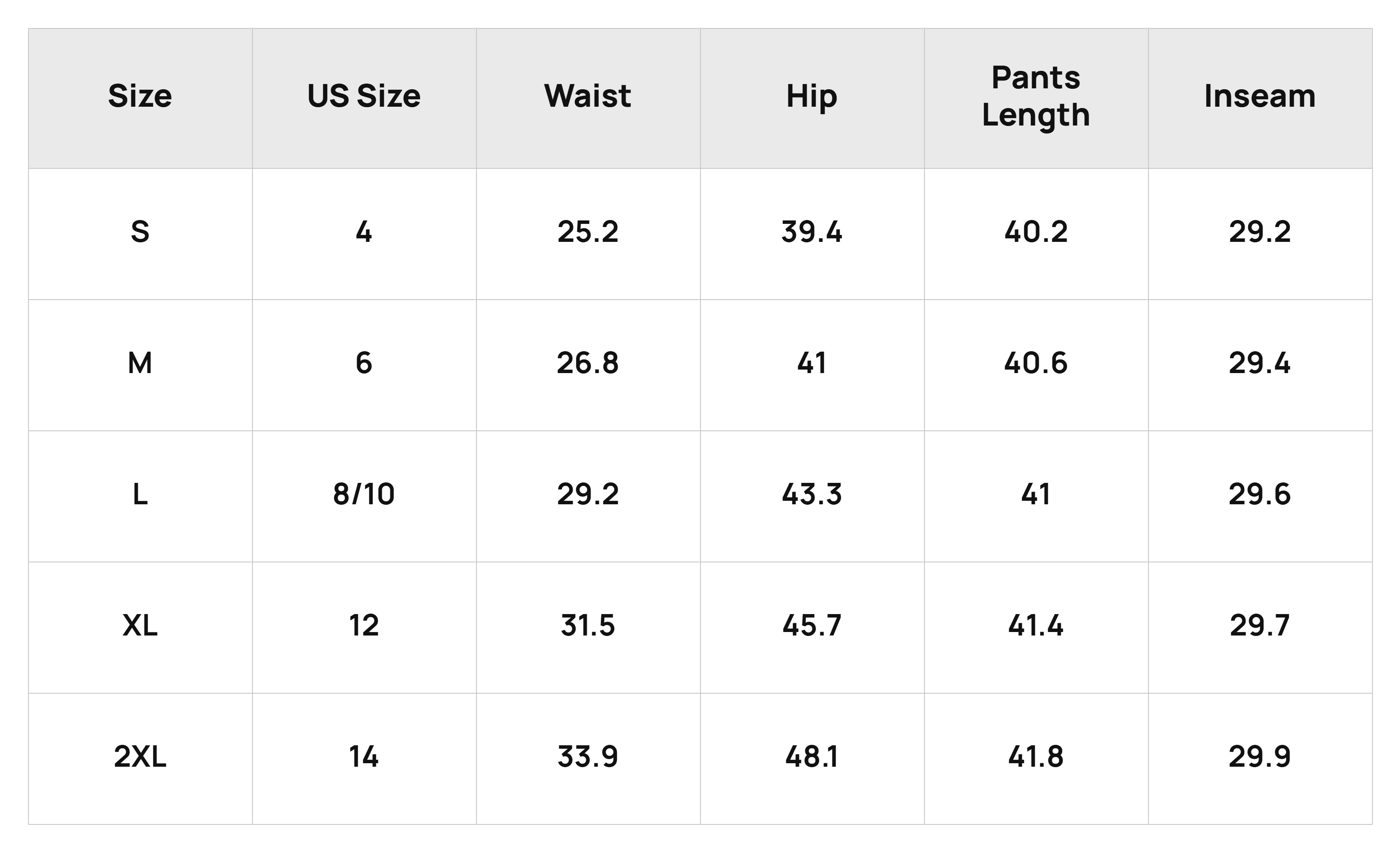 Size Chart