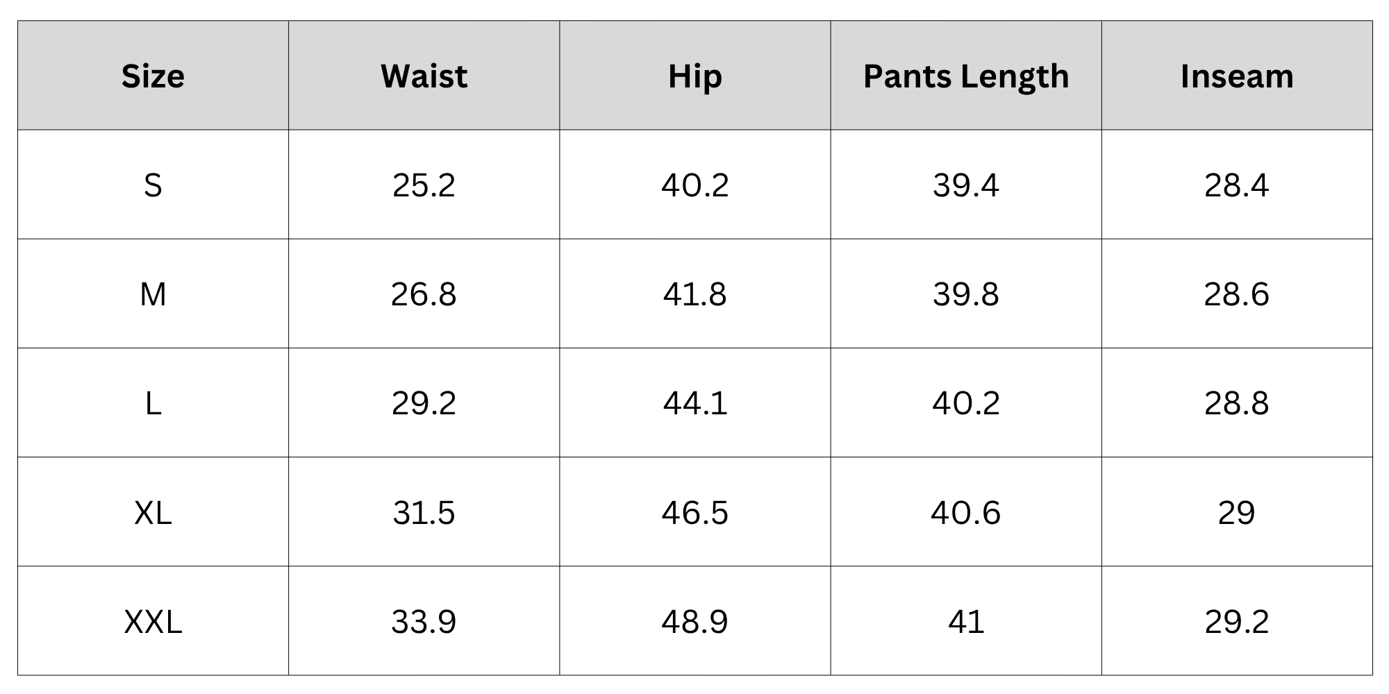 Size Chart