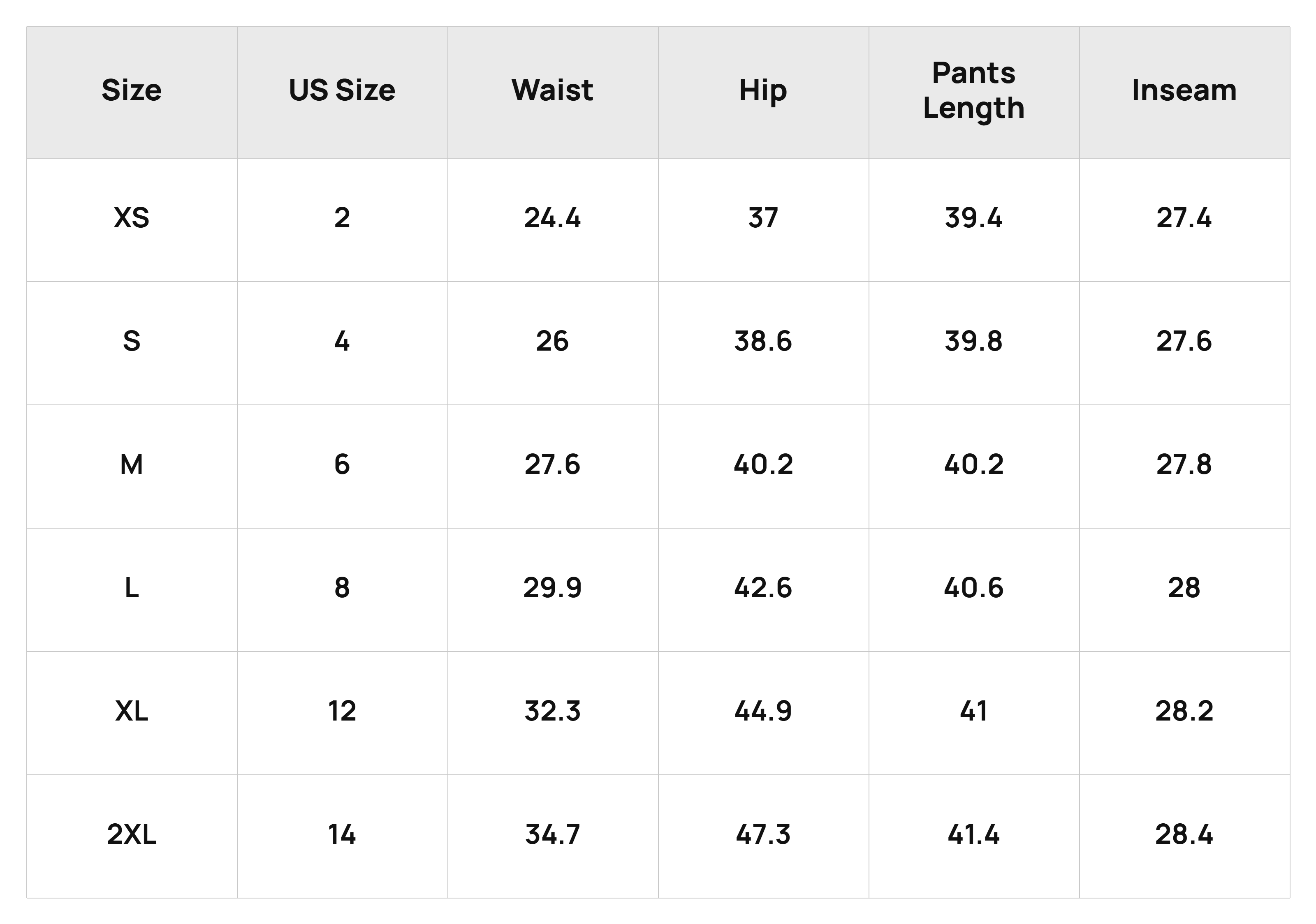 Size Chart