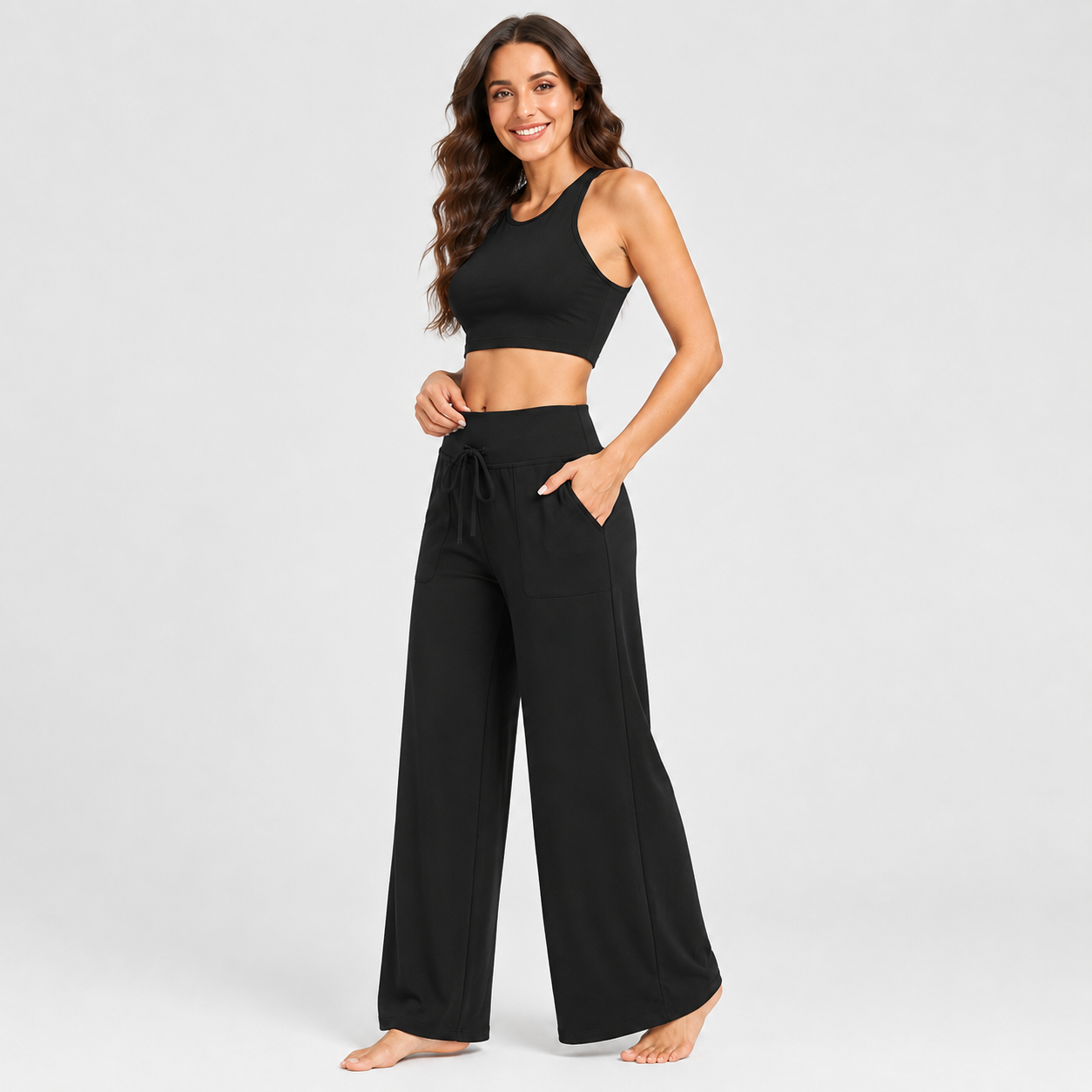 Pack Of 3 Palazzo Lounge Pants With Pockets For Women