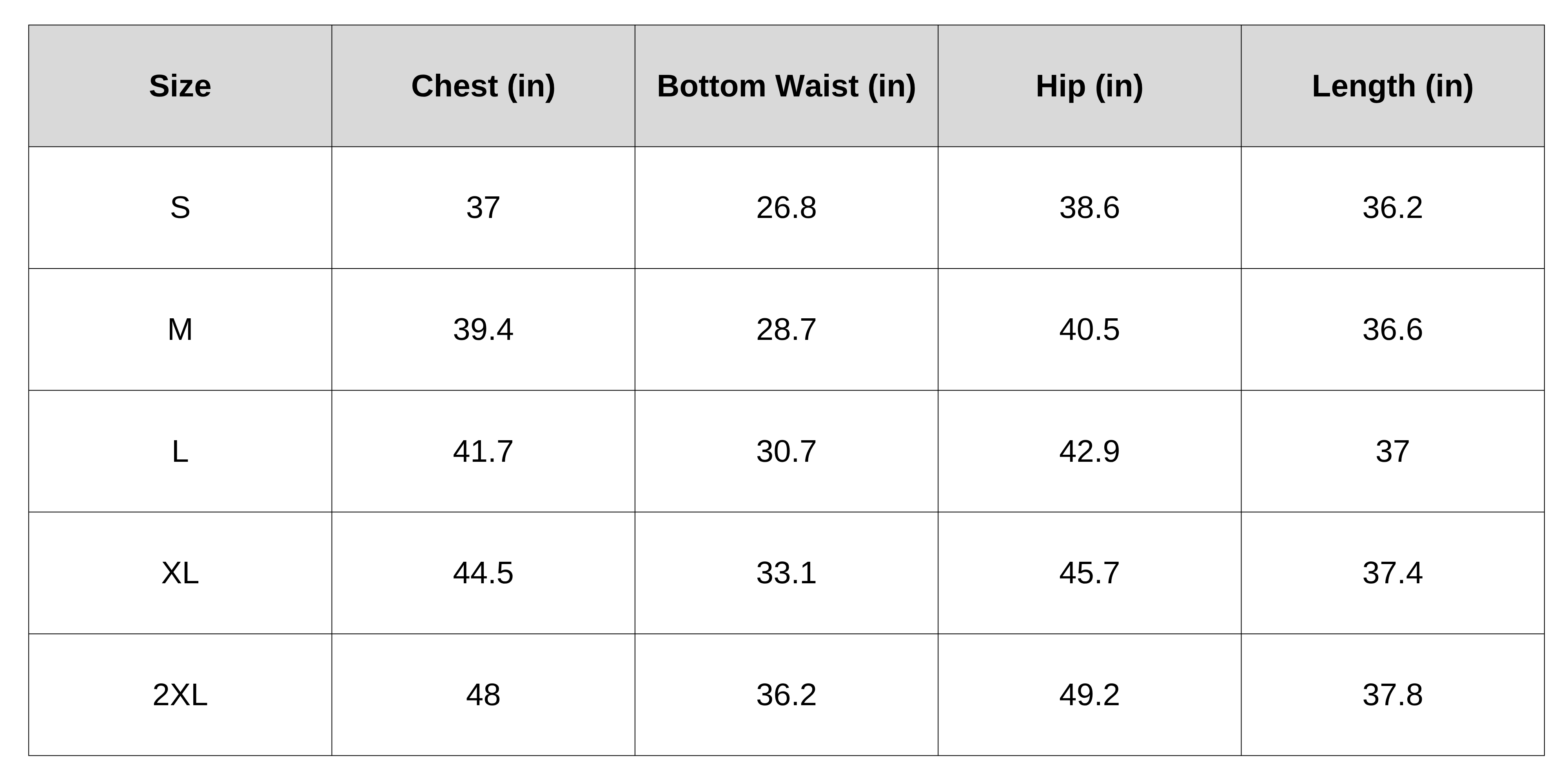 Size Chart