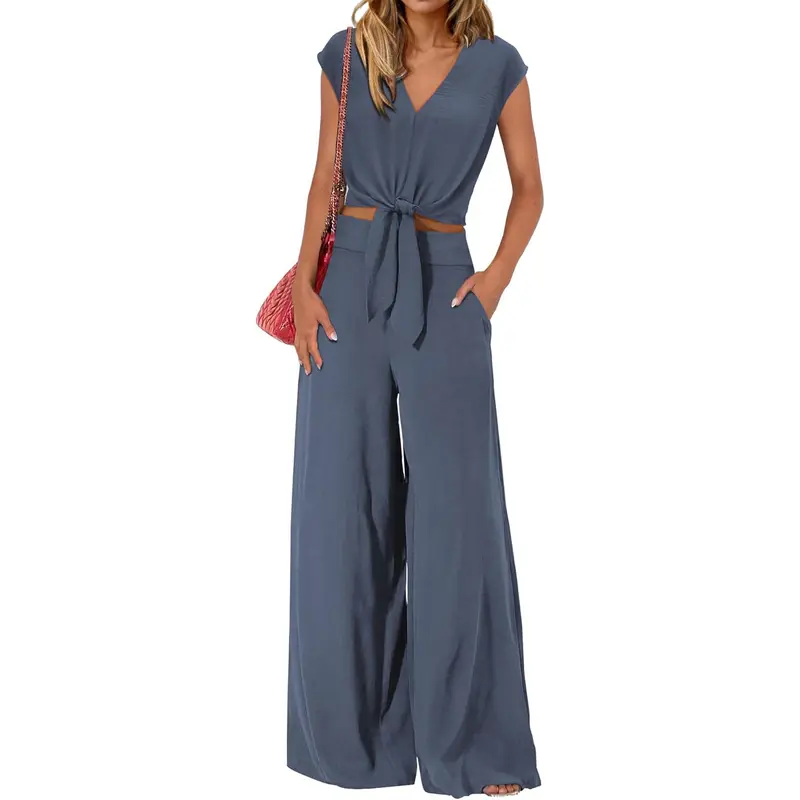 Summer 2 Piece Wide Pant Set for Women