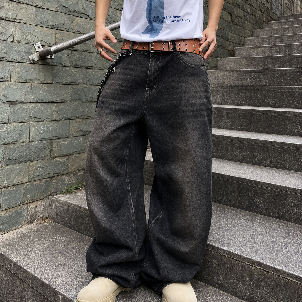 Structured Saturated Wide Cut Vintage Pants