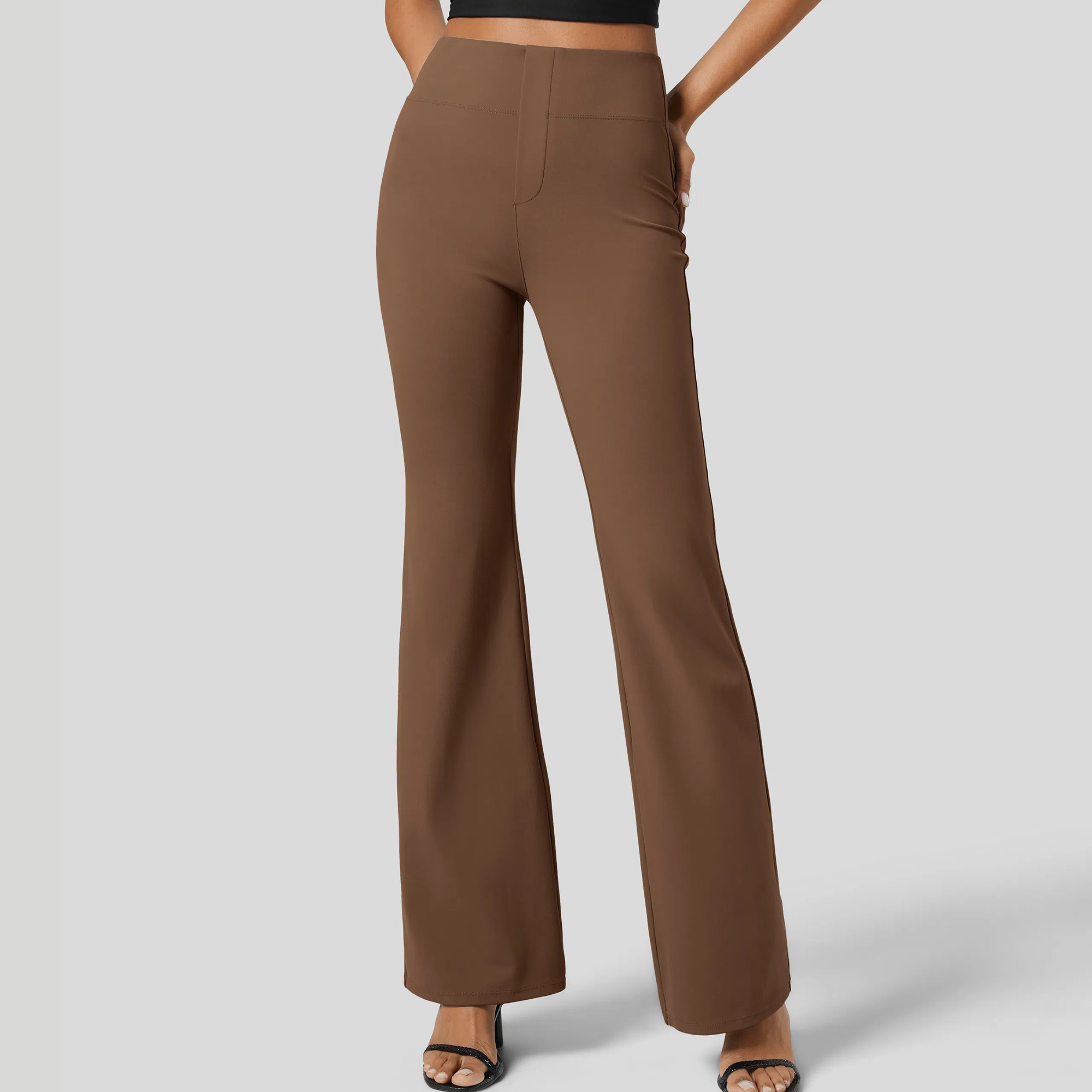 High Rise Back Side Pocket Slight Flare Work Pants