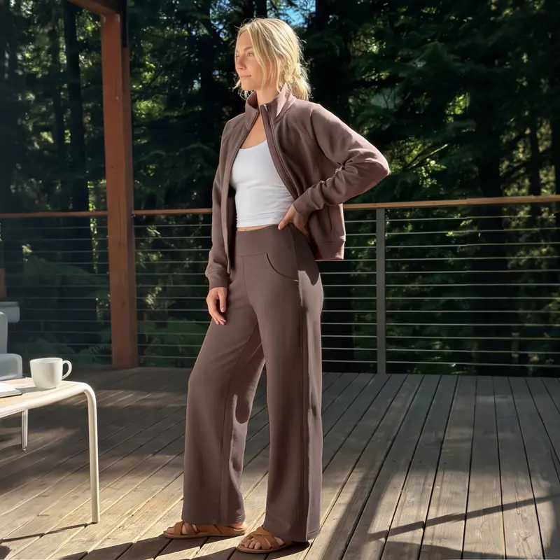 Casual Wide Yoga And Sports Trousers With Pockets For Women