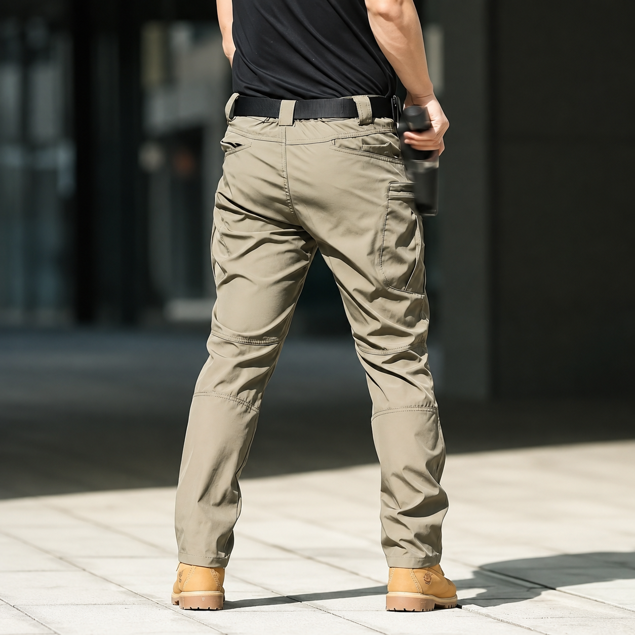 Multi Pocket Cargo Work Pants With Adjustable Waistband For Men