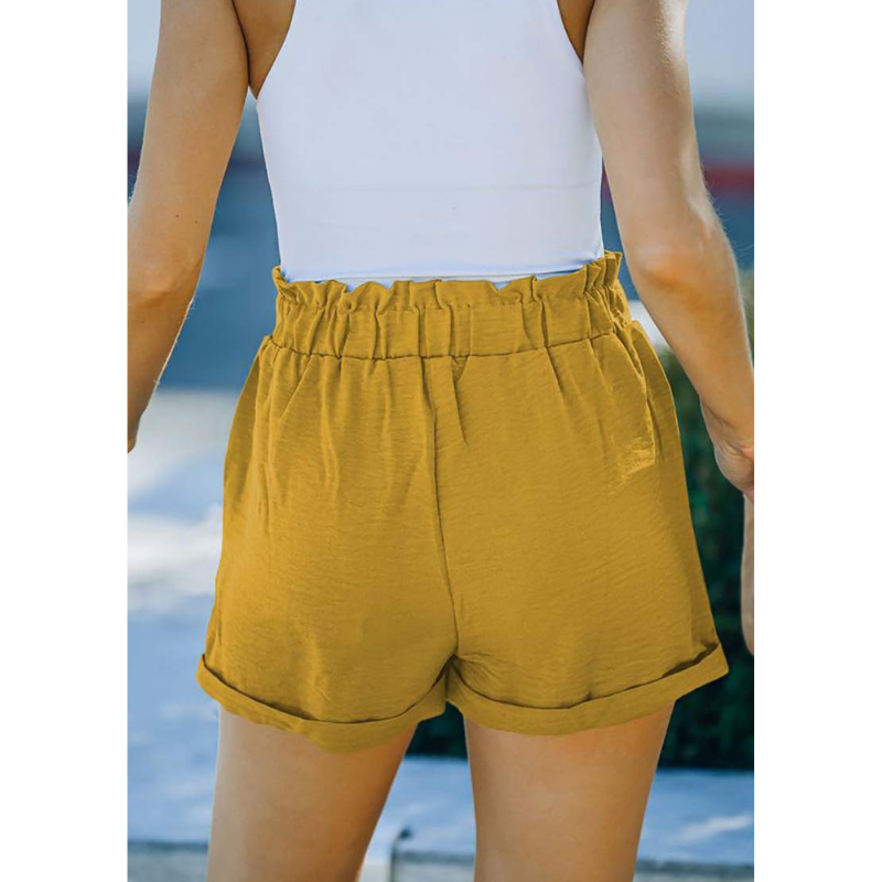Loose Waisted Strap Pocket High Waisted Casual Shorts-My Comfy Pant