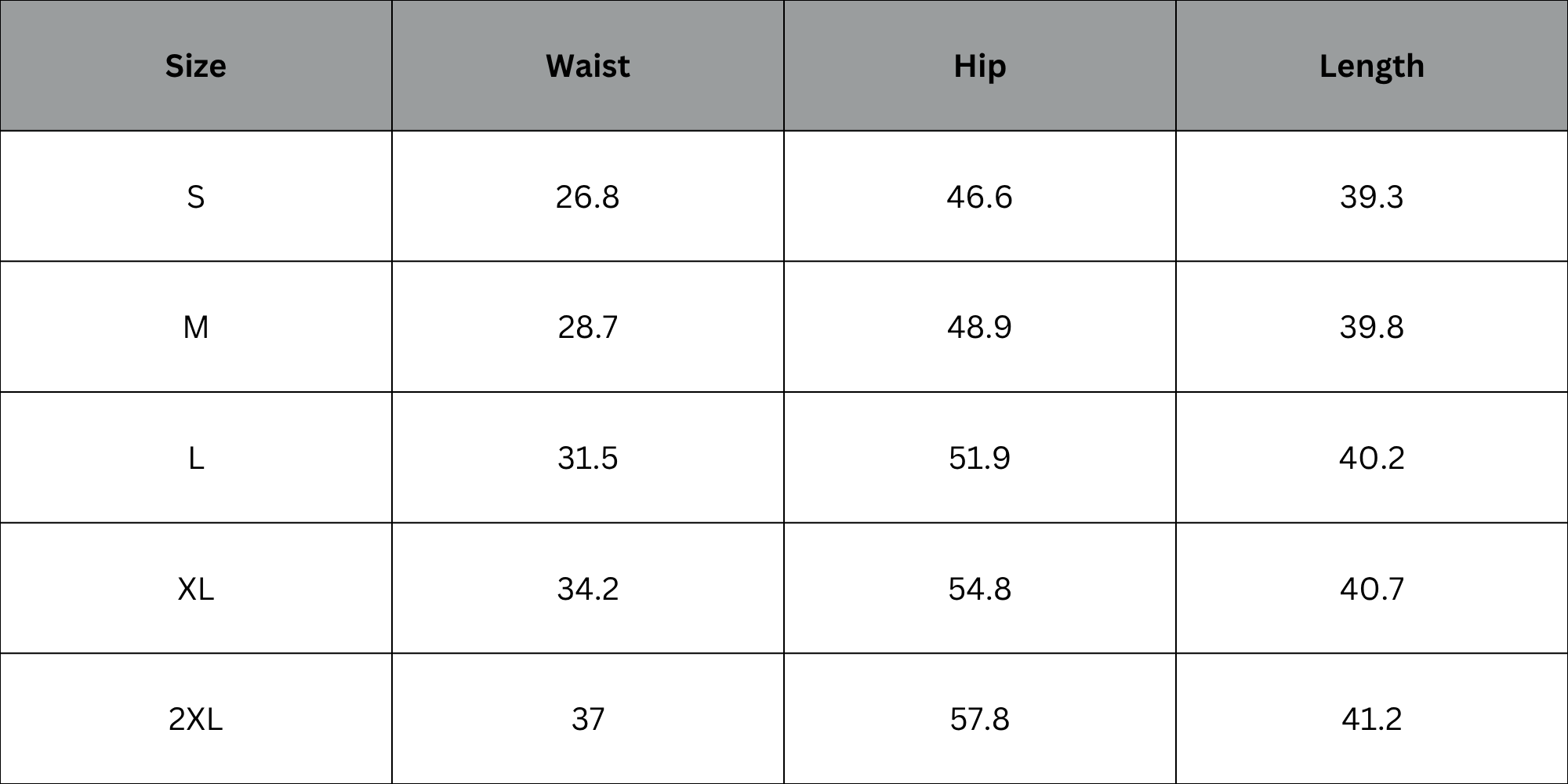 Size Chart