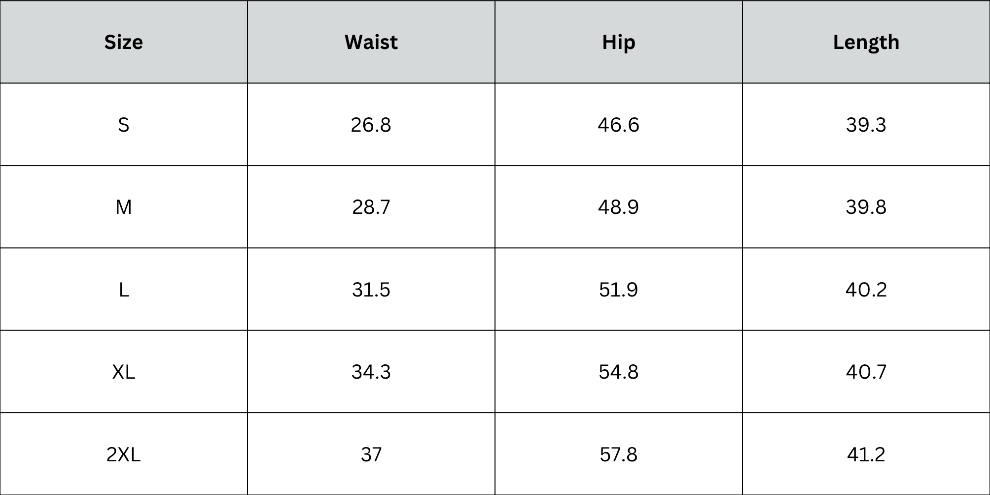 Size Chart
