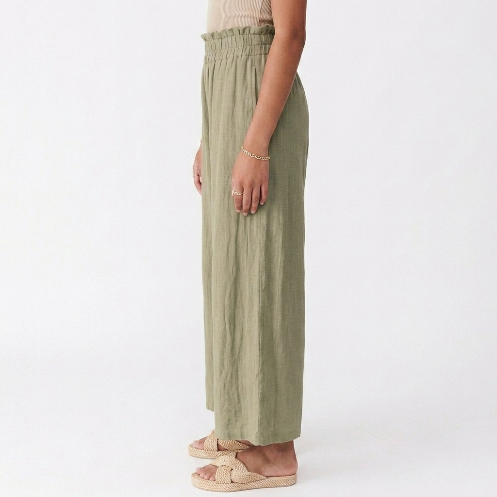 Casual High Rise Wide Fit Palazzo Pants With Pockets For Women