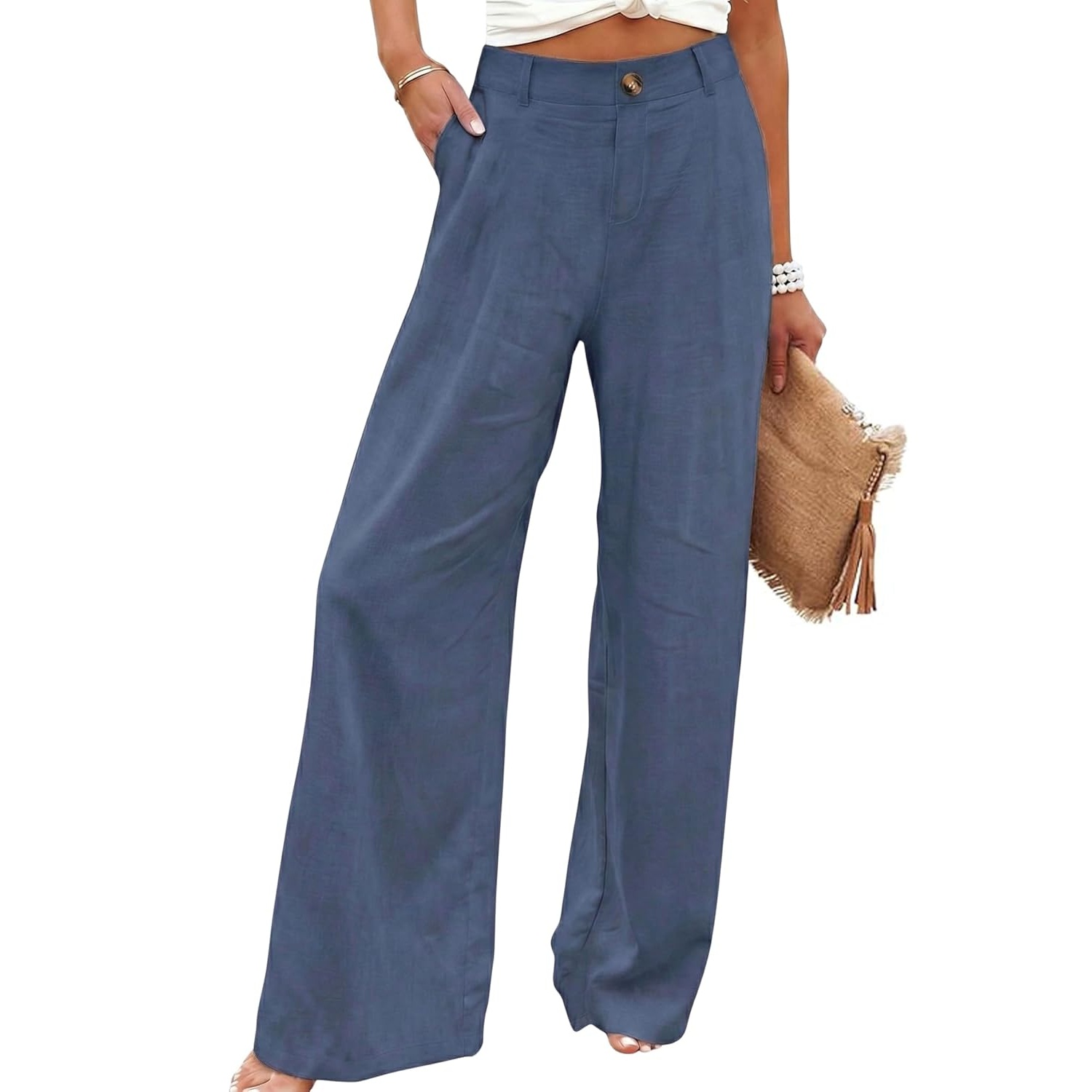 Casual Up Pants With Button For Women