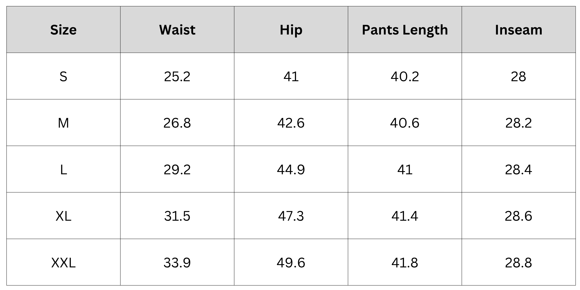 Size Chart