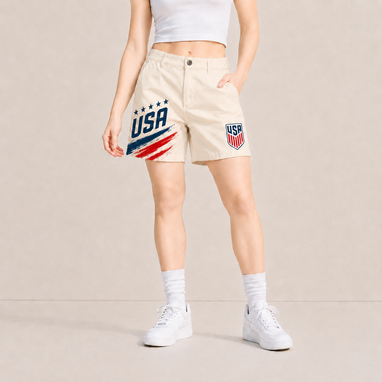 World Cup 2026 United States Football Fan Printed Twill Shorts
