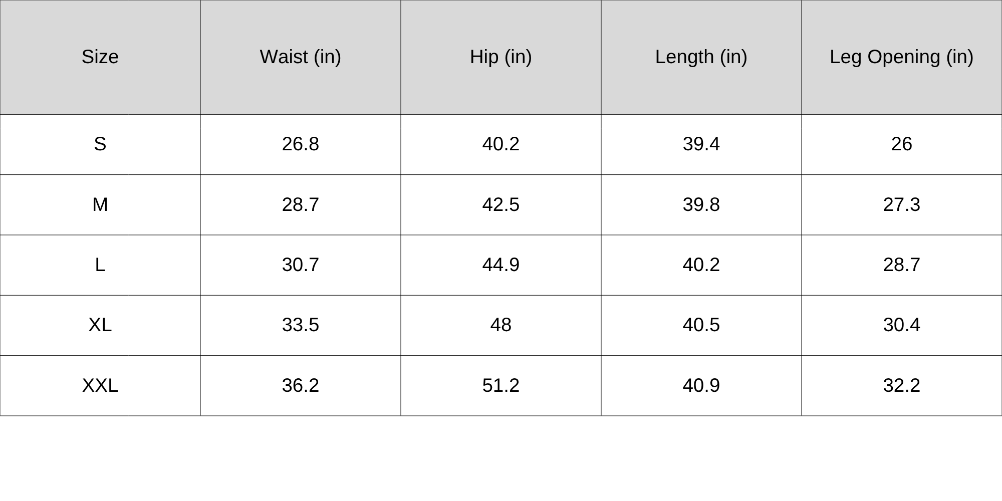 Size Chart