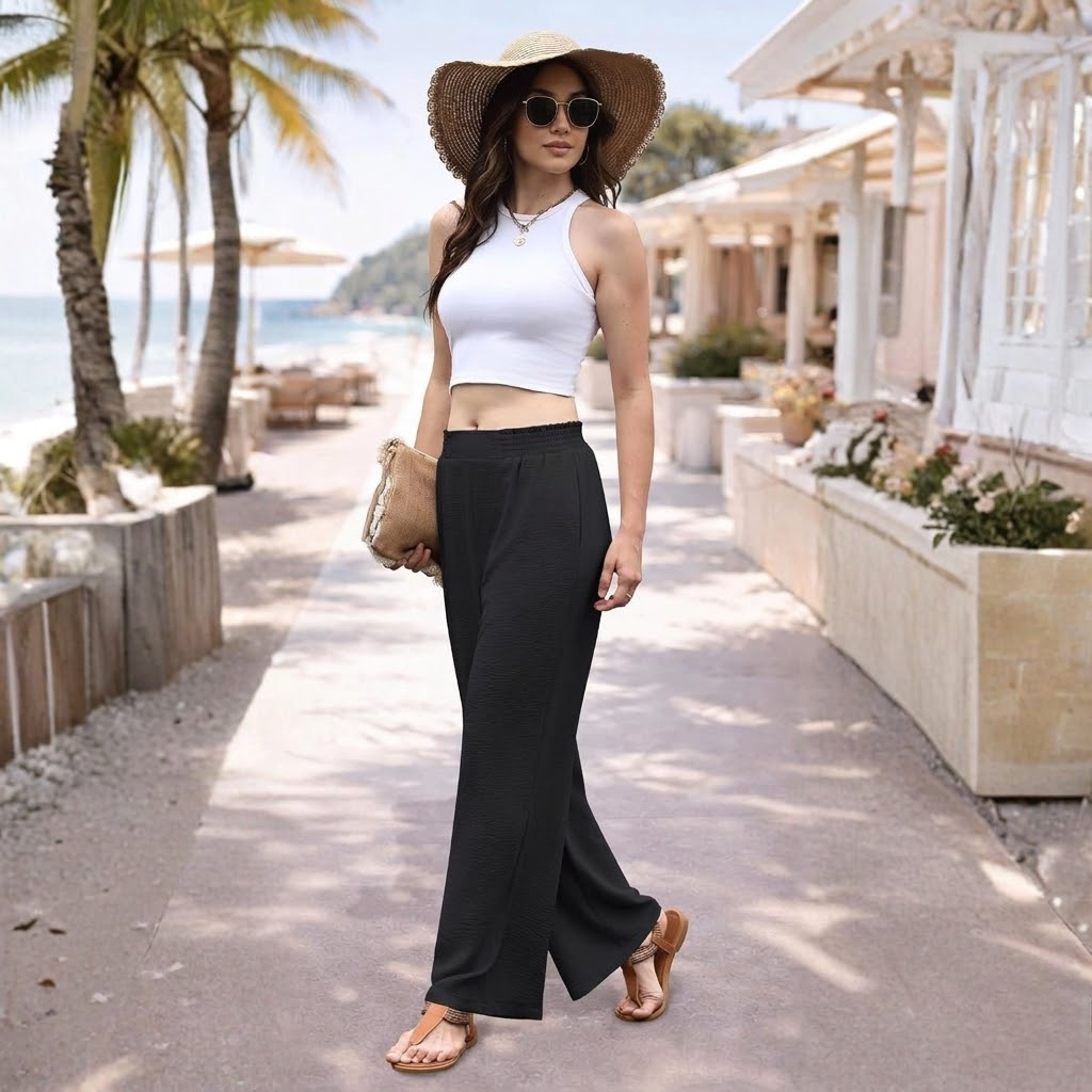 High Rise Flowy Palazzo Wide Pants Woman For Women