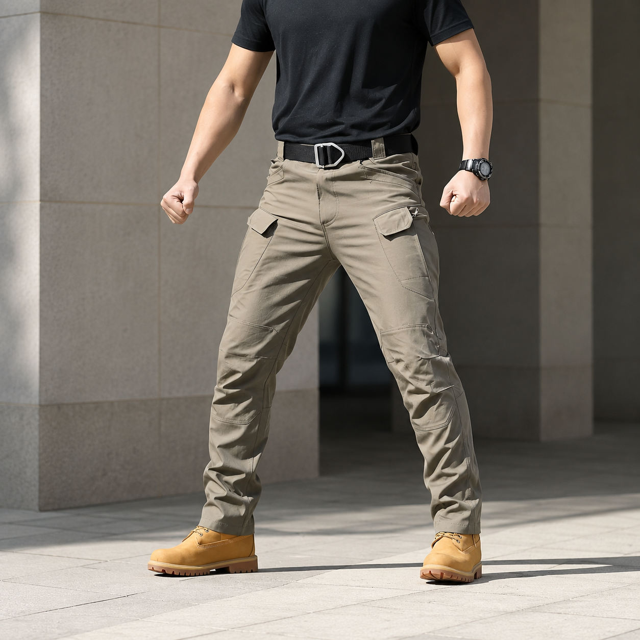 Stretch Cargo Work Pants With Multiple Pockets For Outdoor Men