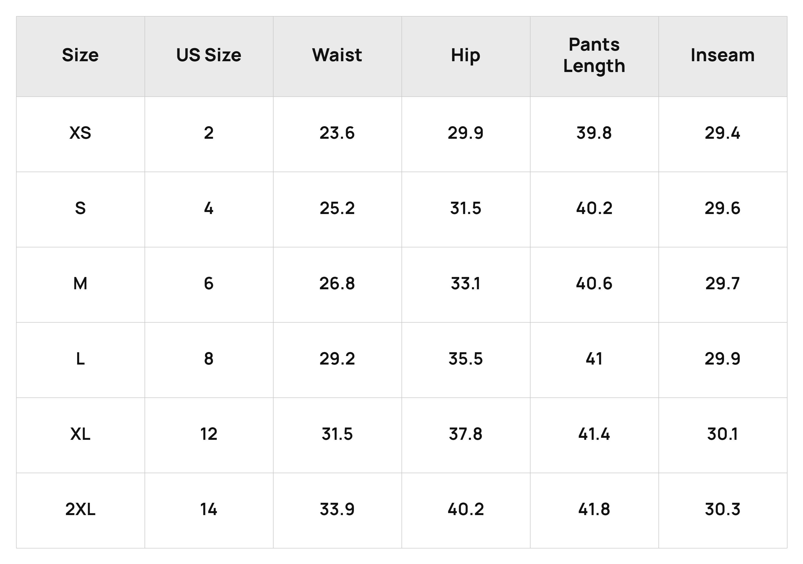 Size Chart