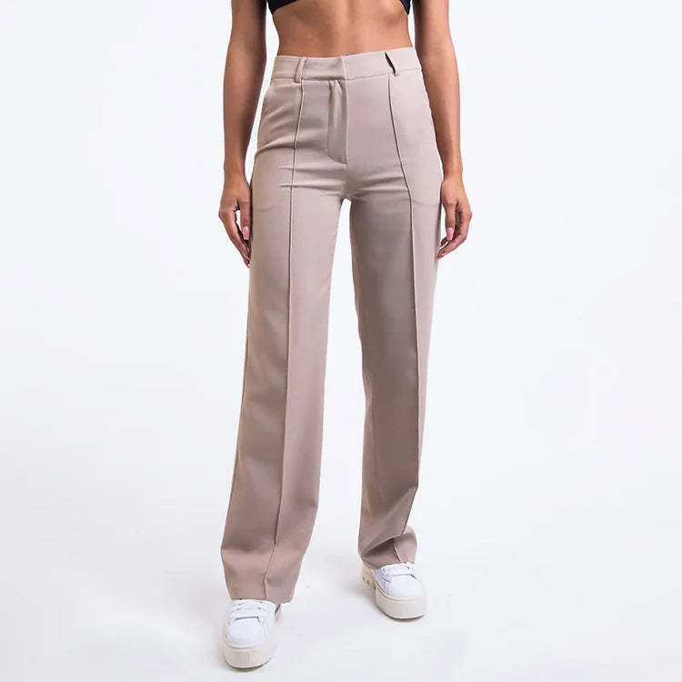 High Waisted Suit Pants With Straw Pleats-My Comfy Pant