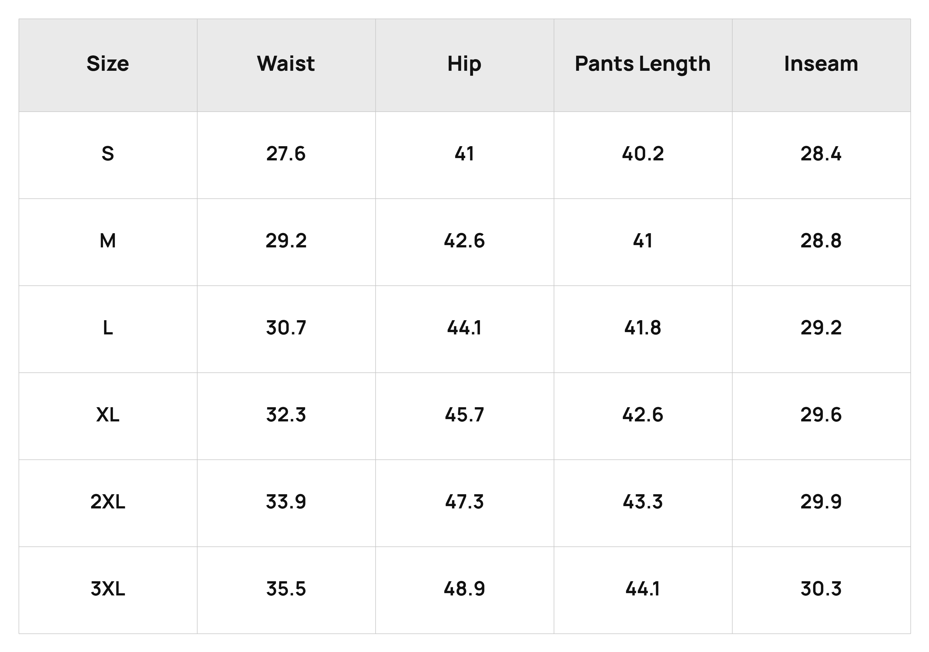 Size Chart