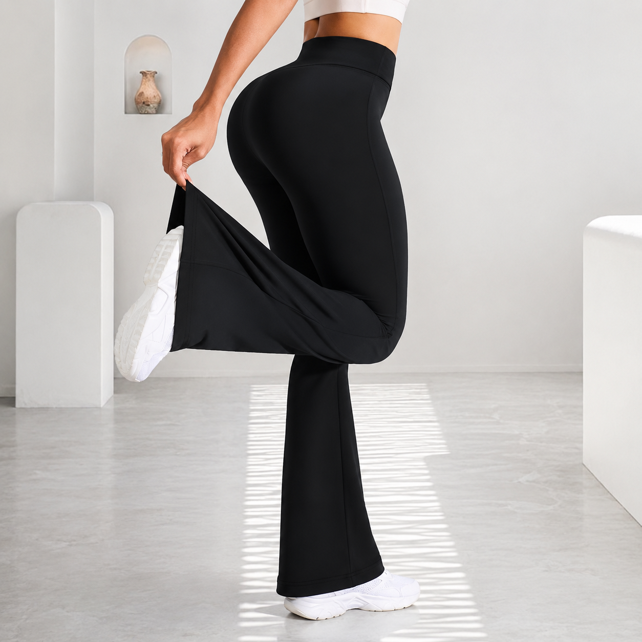 High Rise Flared Casual Stretch Pants For Women