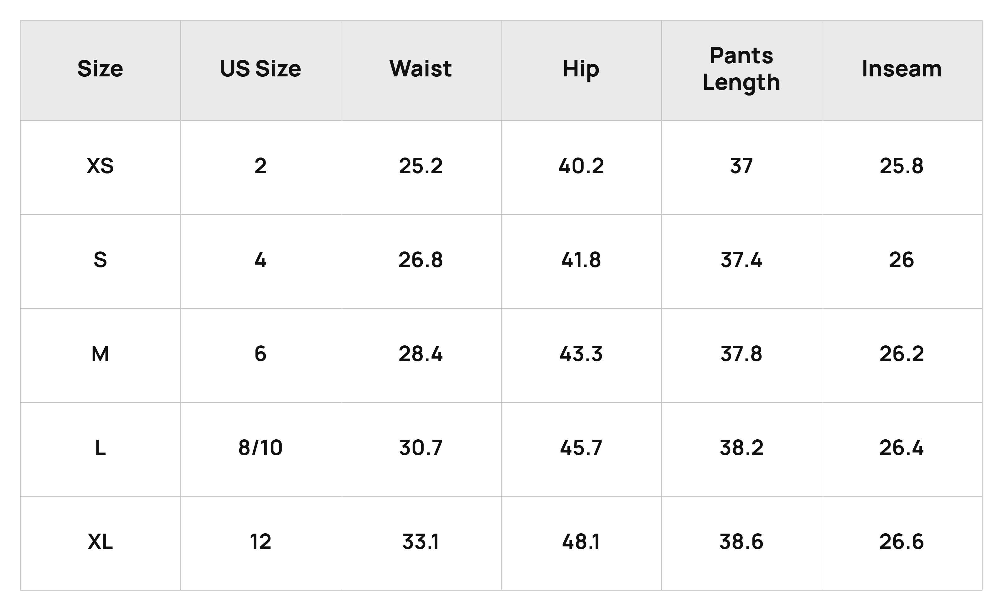 Size Chart