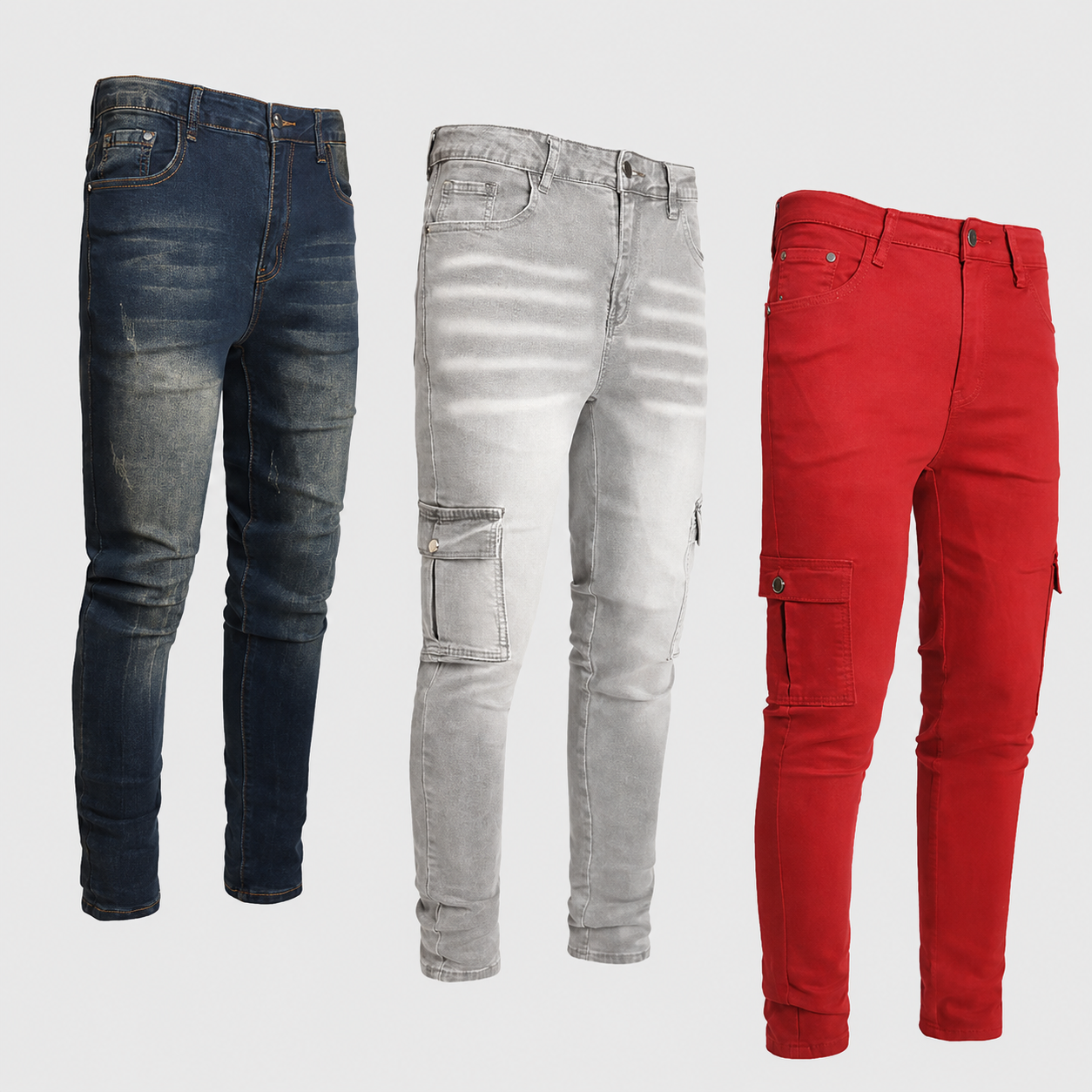 Pack Of 3 Slim Fit Ripped Fashion Jeans For Men