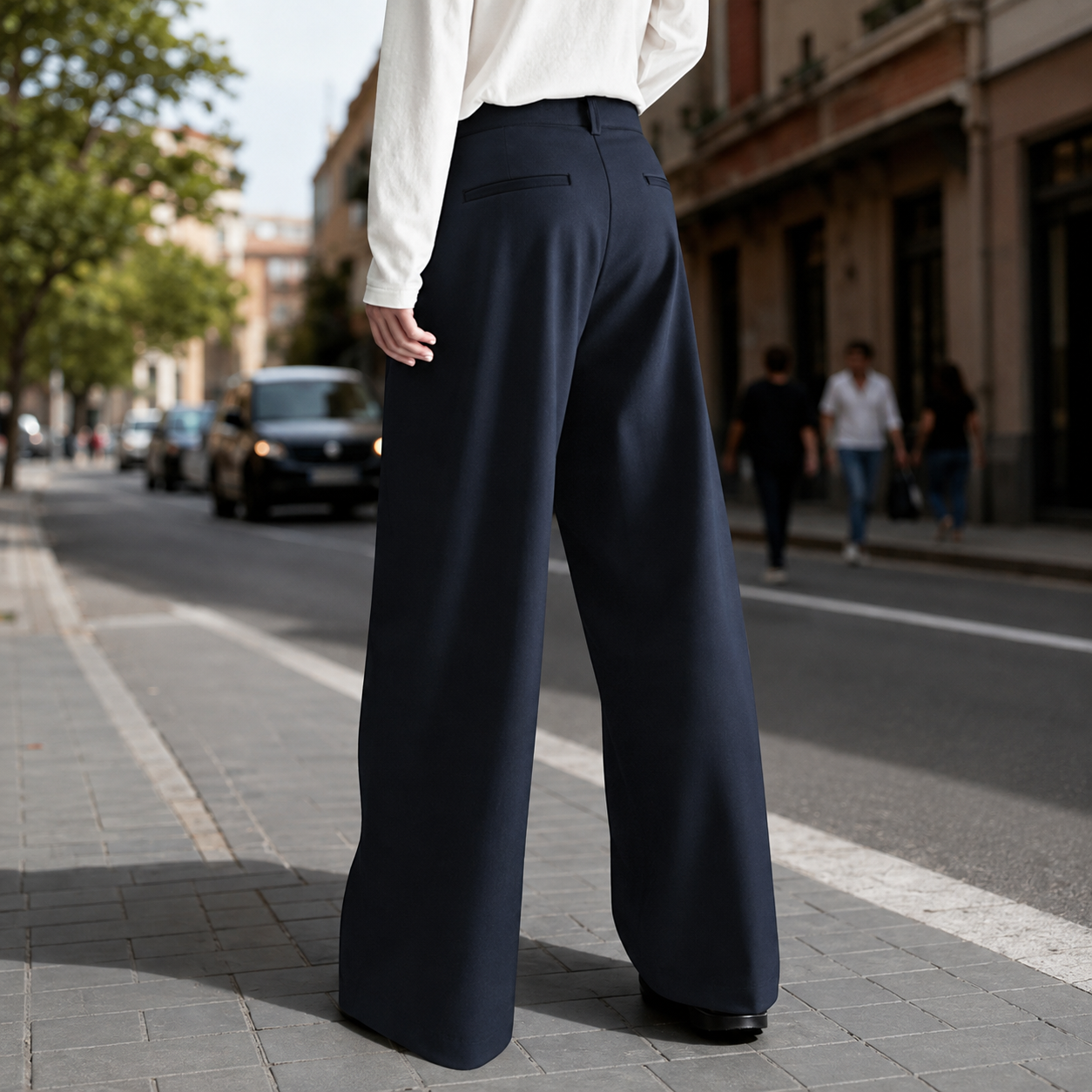 Loose Fit Pleated Casual Trousers With Button Detail For Men