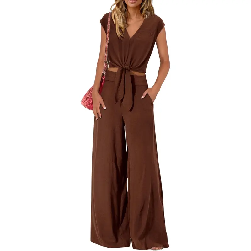 Summer 2 Piece Wide Pant Set for Women