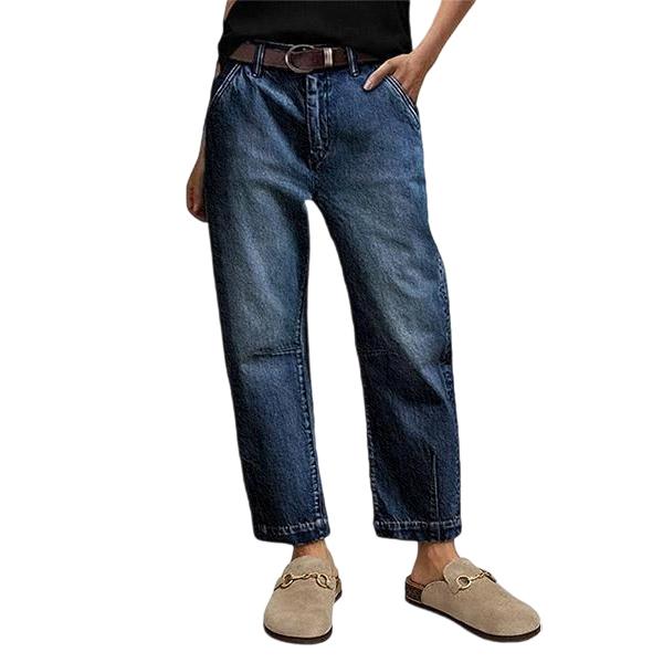 Mid Rise Casual Barrel Stretchy Fit Jeans For Women