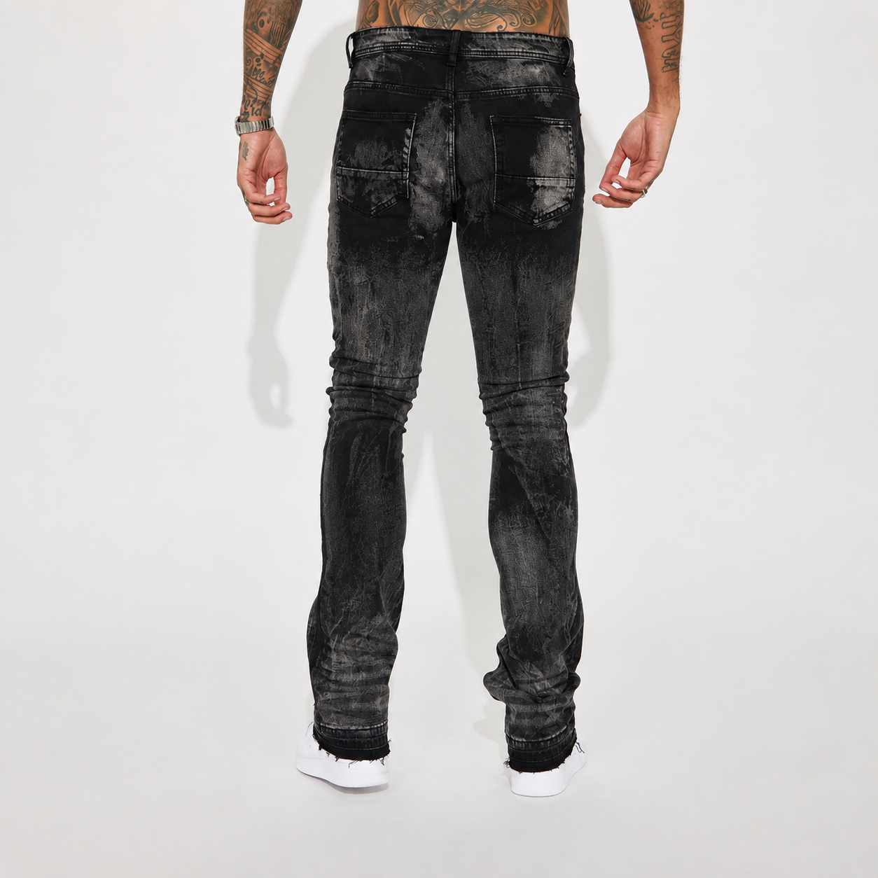 Stacked Slim Fit Daily Wear Casual Flare Jeans For Men