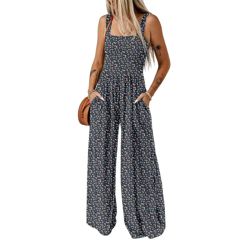 Summer 2 Piece Wide Pant Set for WomenCasual Loose Sleeveless Printed Jumpsuit For Women - Image 21