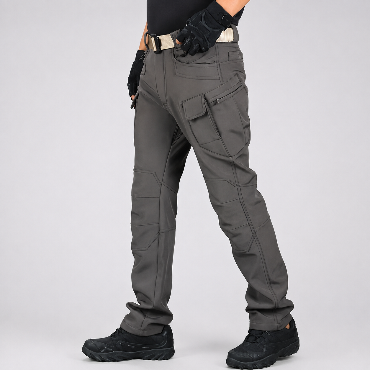 Fleece Tactical Cargo Pants With Multiple Pockets For Winter Men
