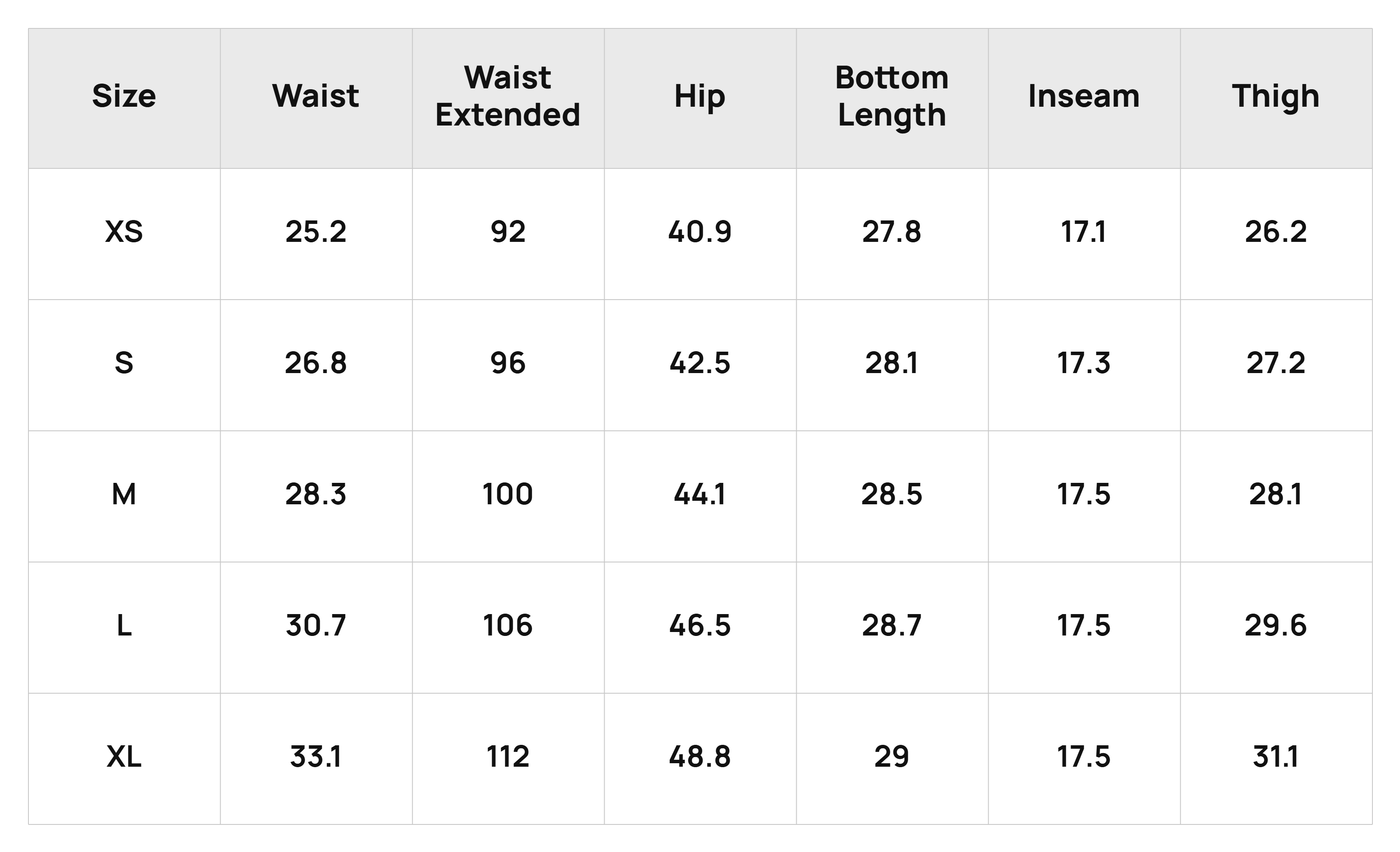 Size Chart