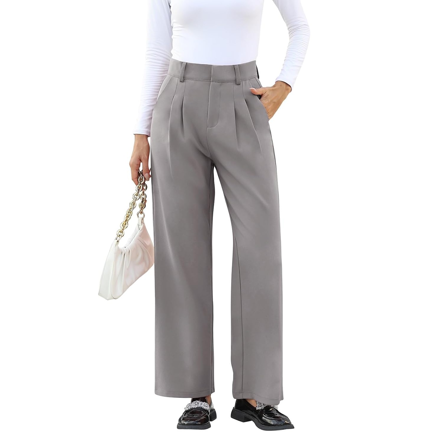 Solid Casual Pants With Pocket For Women
