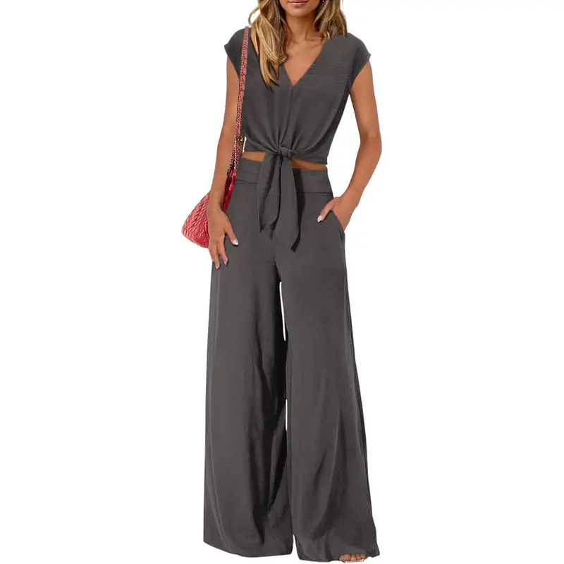 Summer 2 Piece Wide Pant Set for WomenSummer 2 Piece Wide Pant Set for Women - Image 4