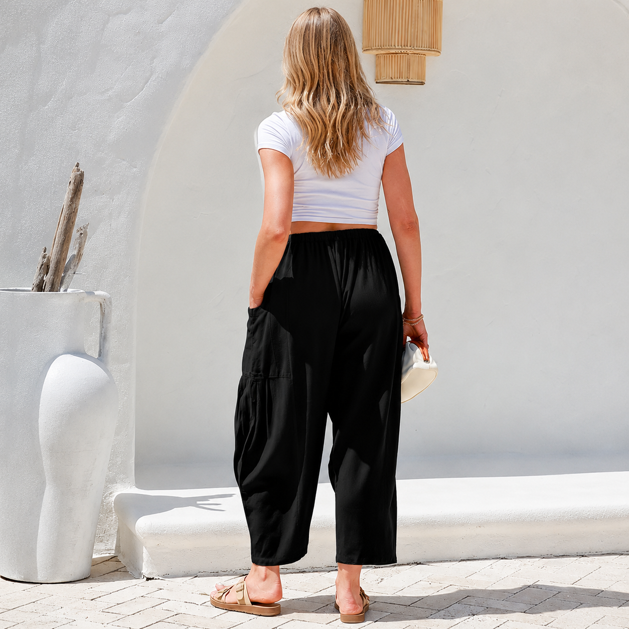 Structured Saturated Wide Sweep Linen Pants