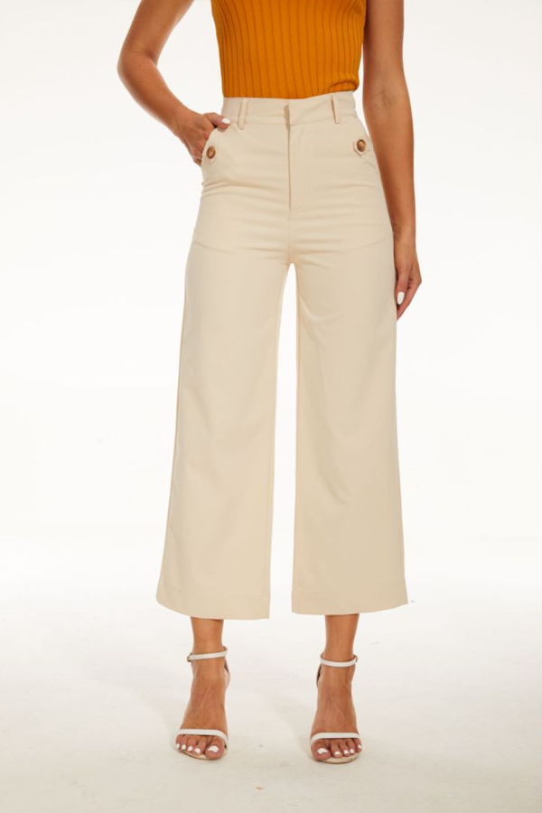 Stretch Twill Cropped Wide Leg Pant-My Comfy Pant