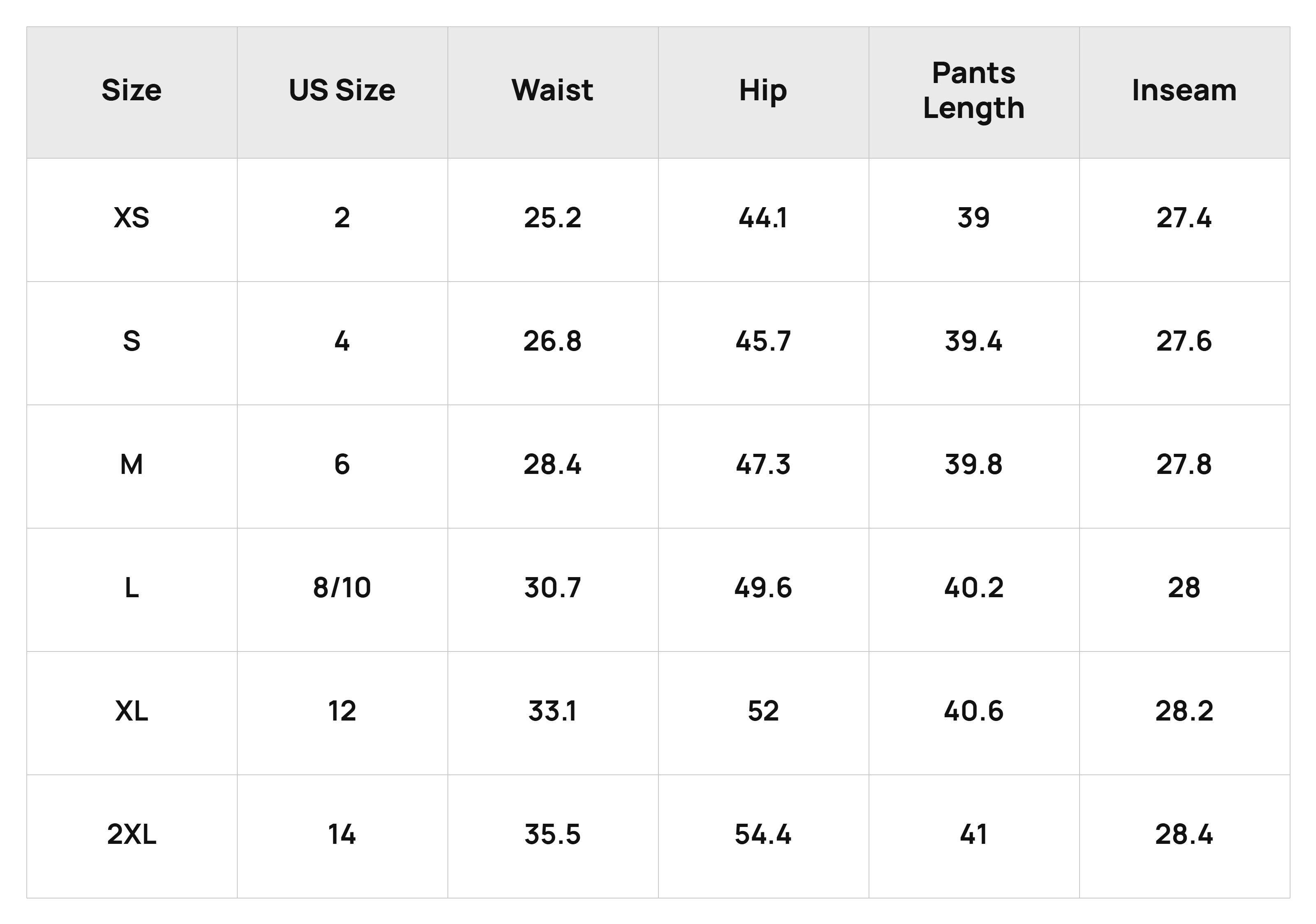 Size Chart