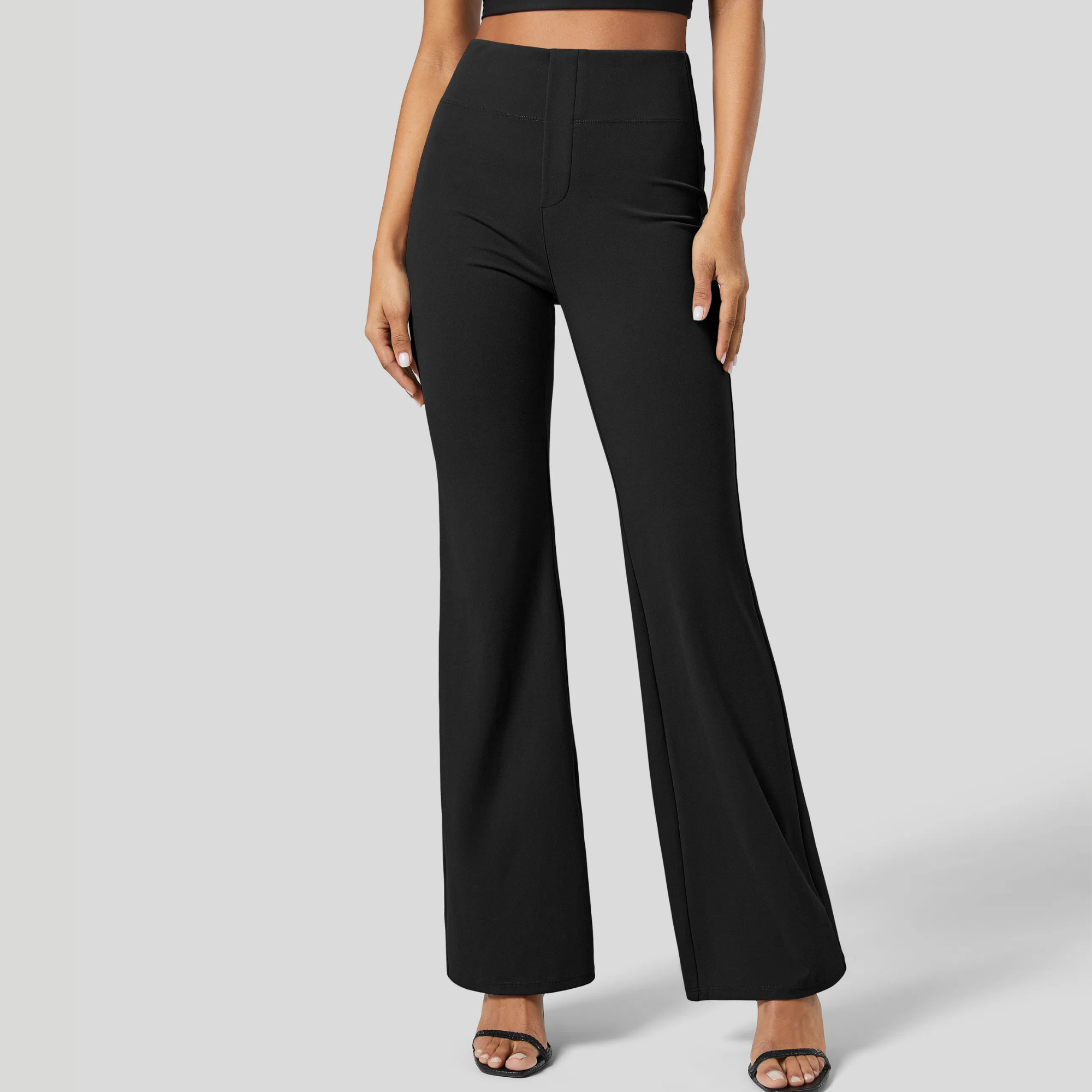 High Rise Back Side Pocket Slight Flare Work Pants