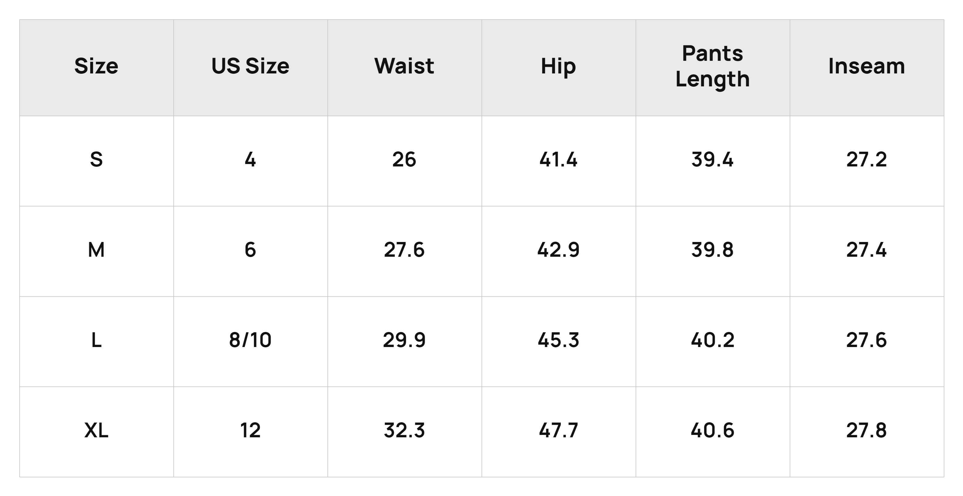 Size Chart