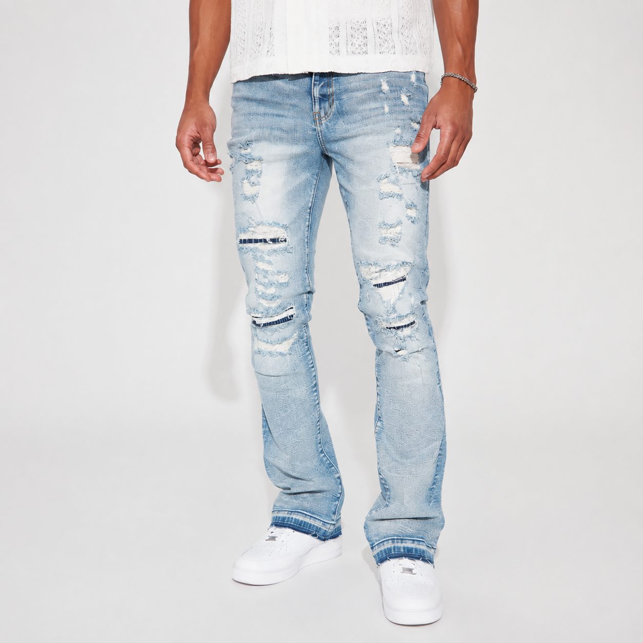Slim Flare Stacked Casual Jeans For Men