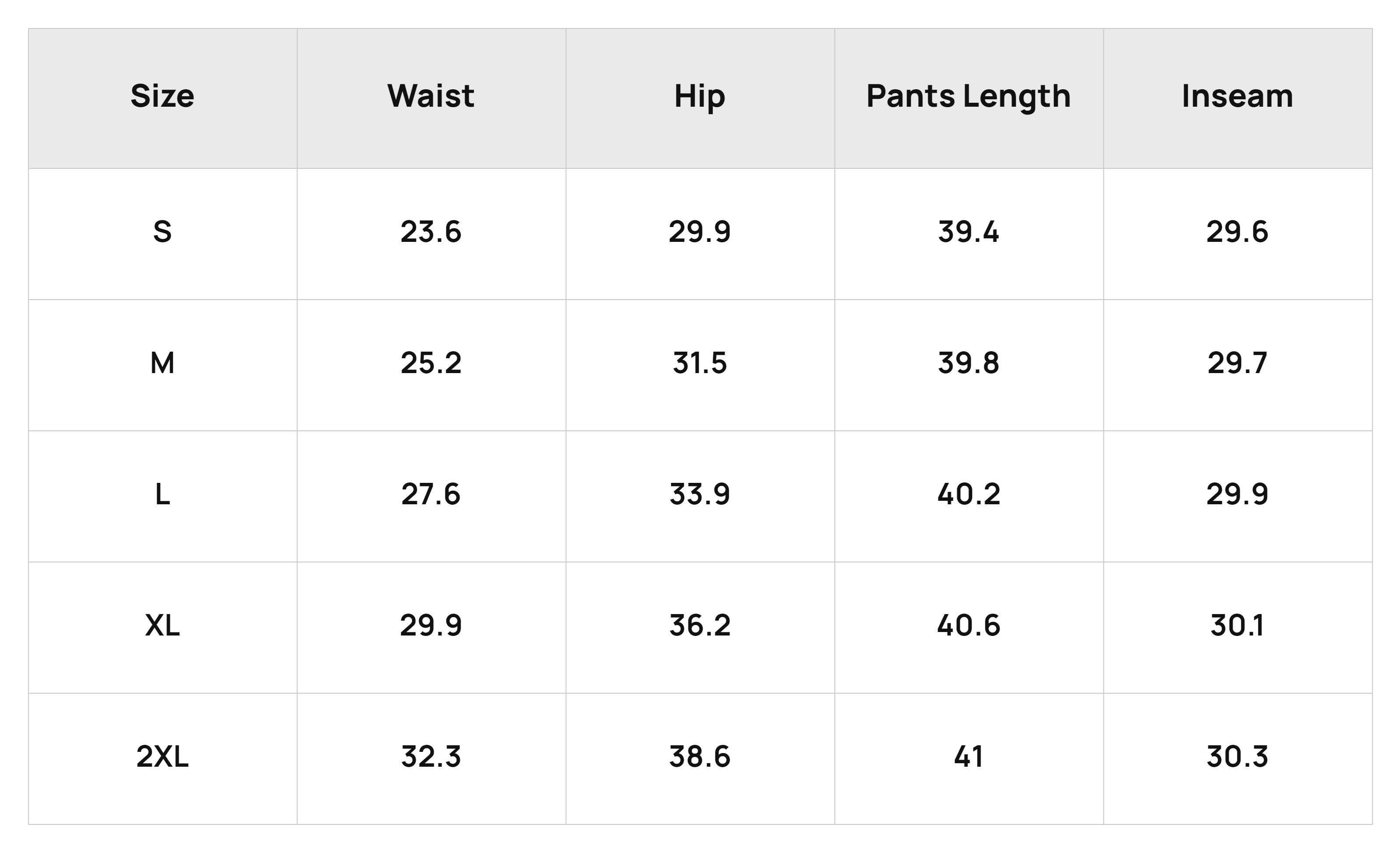 Size Chart
