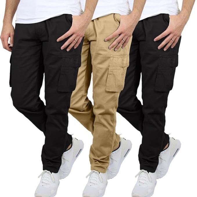 Pack of 3 Flex Stretch Multi Pocket Cargo Pants for Men