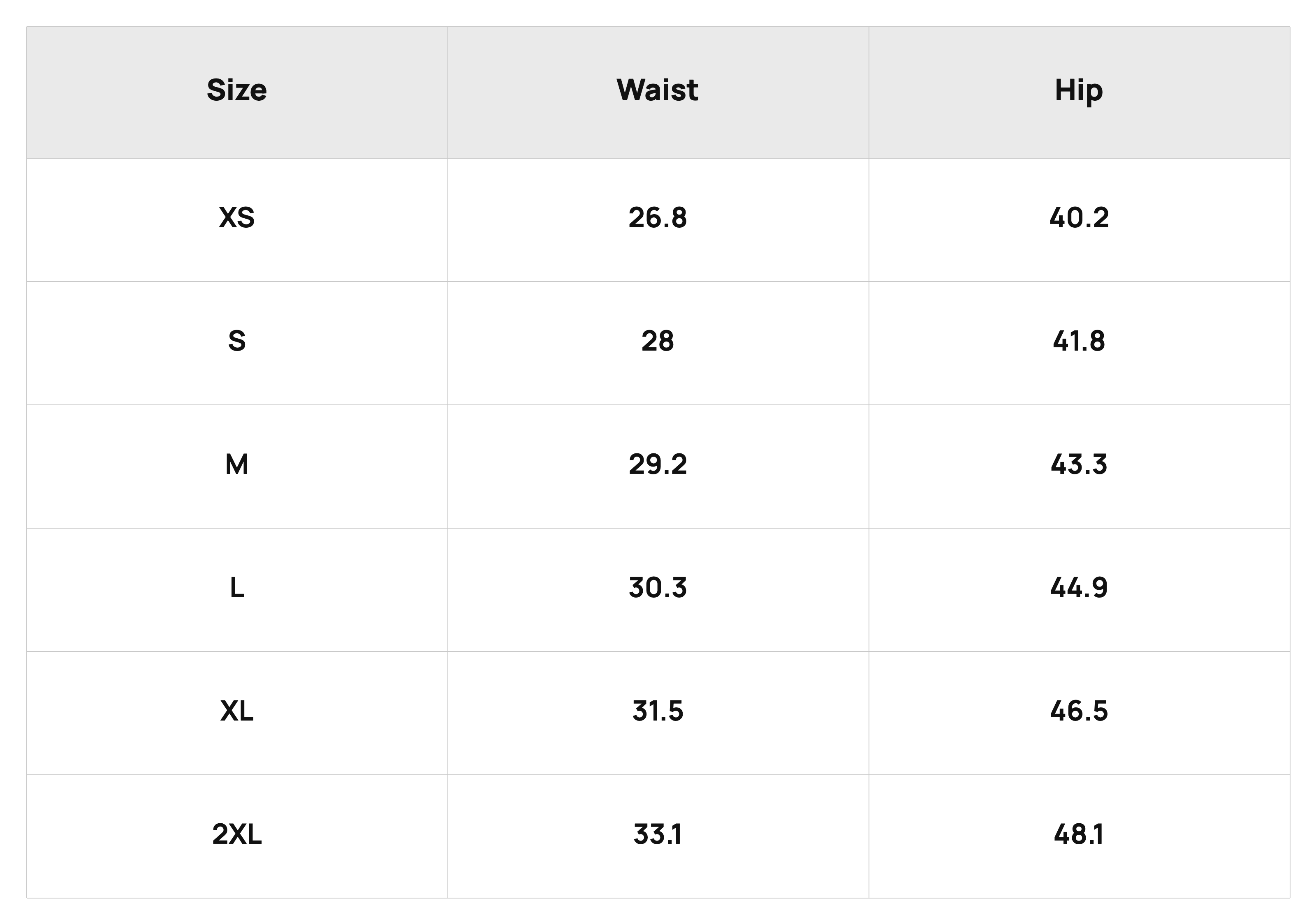 Size Chart